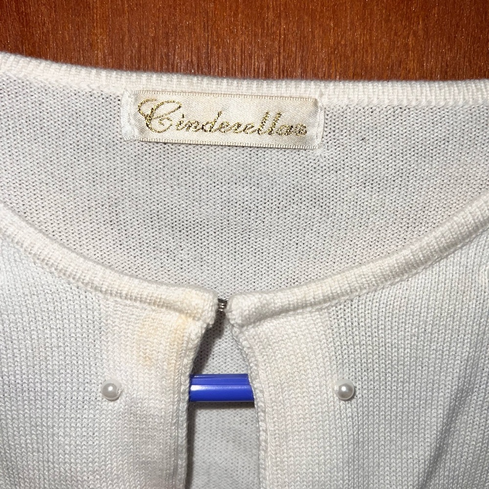 Cinderella White Cardigan with Pearl Accents - Picture 3 of 5